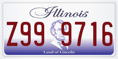 IL license plate Z999716