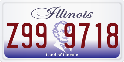 IL license plate Z999718