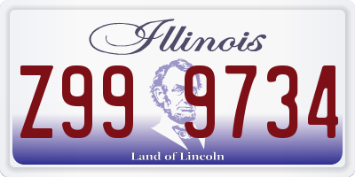 IL license plate Z999734