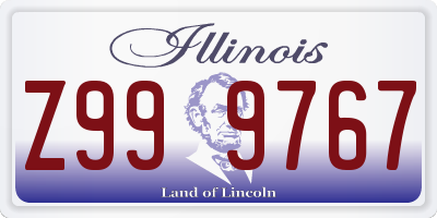 IL license plate Z999767