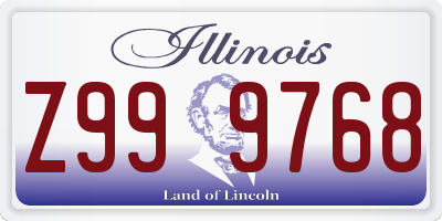 IL license plate Z999768