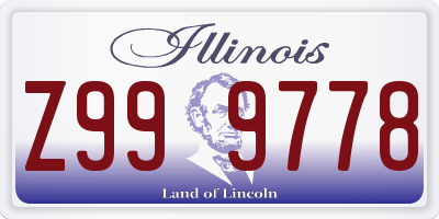 IL license plate Z999778