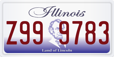 IL license plate Z999783