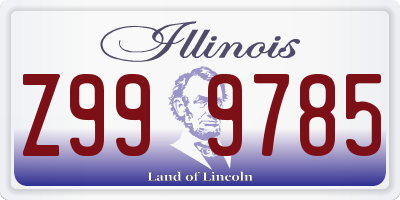 IL license plate Z999785