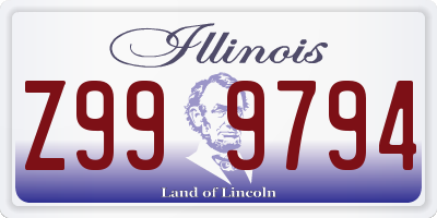 IL license plate Z999794