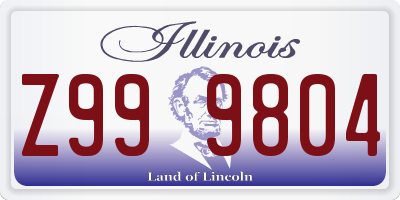 IL license plate Z999804