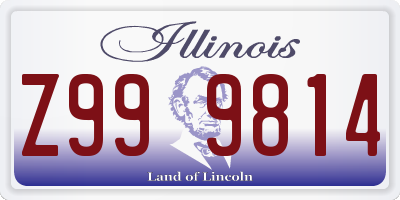 IL license plate Z999814