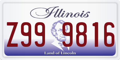 IL license plate Z999816