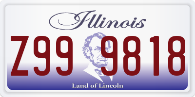 IL license plate Z999818