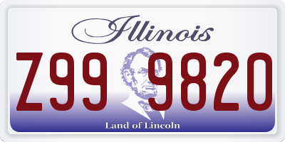 IL license plate Z999820