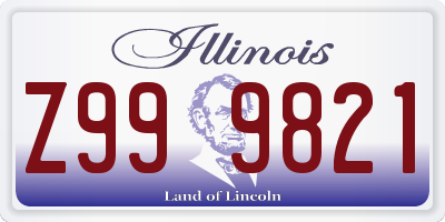 IL license plate Z999821