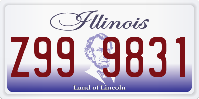 IL license plate Z999831