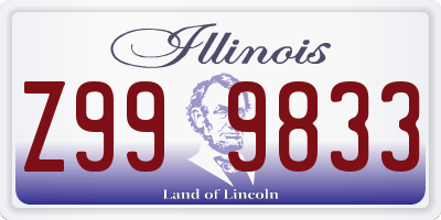 IL license plate Z999833