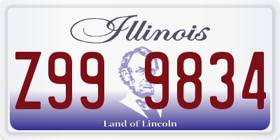 IL license plate Z999834