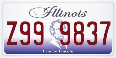 IL license plate Z999837