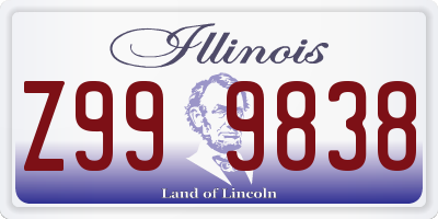 IL license plate Z999838