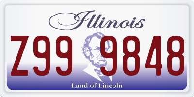 IL license plate Z999848