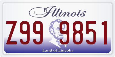 IL license plate Z999851