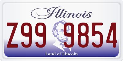 IL license plate Z999854