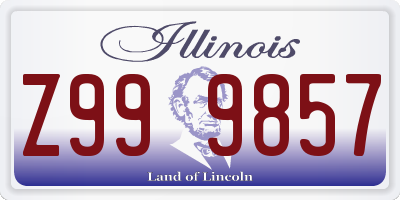 IL license plate Z999857