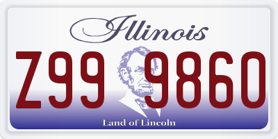 IL license plate Z999860