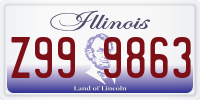 IL license plate Z999863