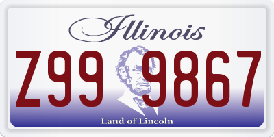 IL license plate Z999867