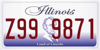 IL license plate Z999871