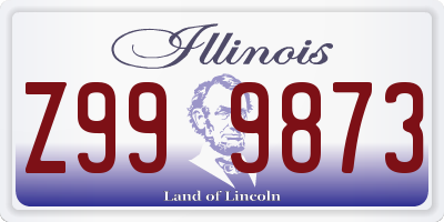 IL license plate Z999873