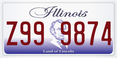 IL license plate Z999874