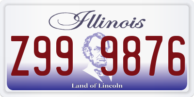 IL license plate Z999876