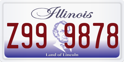 IL license plate Z999878