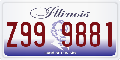 IL license plate Z999881