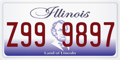 IL license plate Z999897