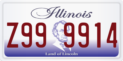 IL license plate Z999914