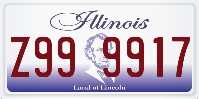 IL license plate Z999917