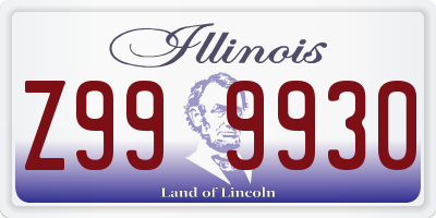 IL license plate Z999930