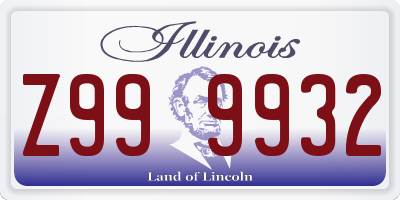 IL license plate Z999932