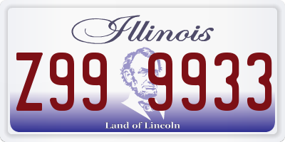 IL license plate Z999933