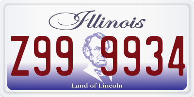 IL license plate Z999934