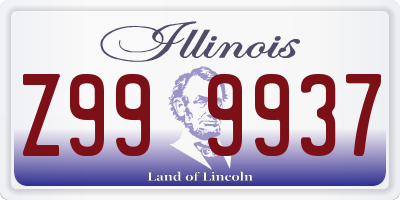 IL license plate Z999937