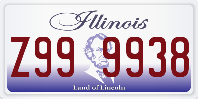 IL license plate Z999938