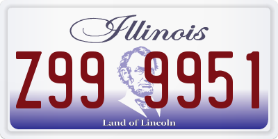 IL license plate Z999951