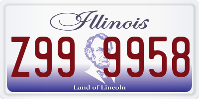 IL license plate Z999958