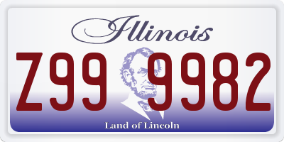 IL license plate Z999982