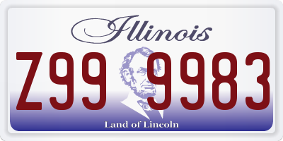 IL license plate Z999983