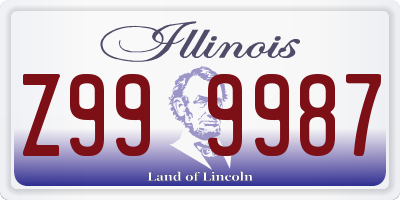 IL license plate Z999987