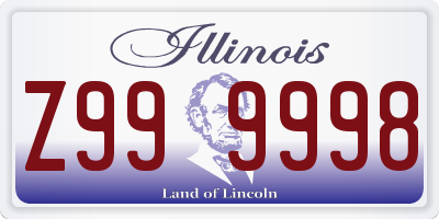 IL license plate Z999998