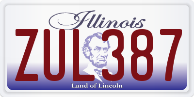 IL license plate ZUL387