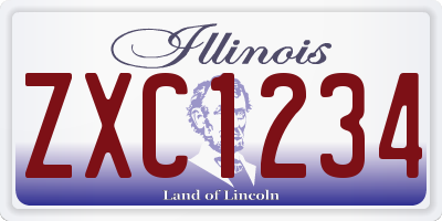 IL license plate ZXC1234